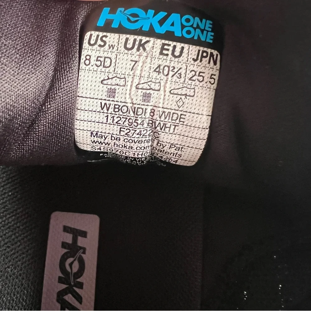 Hoka One One Bondi 8 Women's Wide Cushioned Running Shoe Sneaker Black White 8.5 - Picture 15 of 17